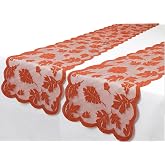 Fall Table Runner Fall Decorations for Home, 2 Pcs 13 x 72 Inch Maples Leaves Thanksgiving Table Runner Autumn Harvest Orange Lace Runners Thanksgiving Table Decorations for Kitchen Dining Party