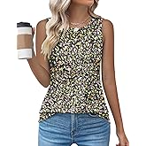 Kistore Womens Summer Tank Tops Sleeveless Crew Neck Pleated Blouse Shirts Fashion Clothes 2025