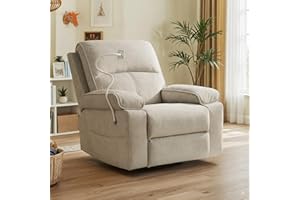 YuuYee Nursing Chair Rocker Recliner with Flexible Phone Holder, Swivel Glider Rocking Chair for Nursery and Living Room, Beige