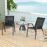 TANGZON Garden Dining Chairs Set of 4 Black Stackable Outdoor Armchairs view 4