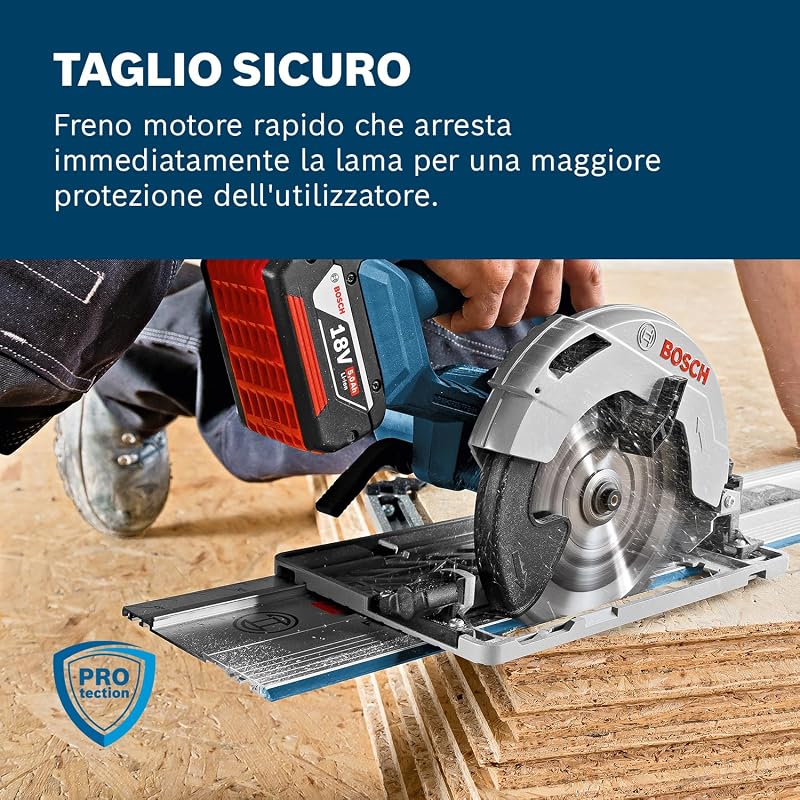 06016A2101 Sega Circolare a Batteria GKS 18V-57 G System, Ø Lama: 165 mm, Profondità di Taglio: 57 mm, Batterie e Caricabatteria non Inclusi, in Valigetta L-BOXX, , 18 volts