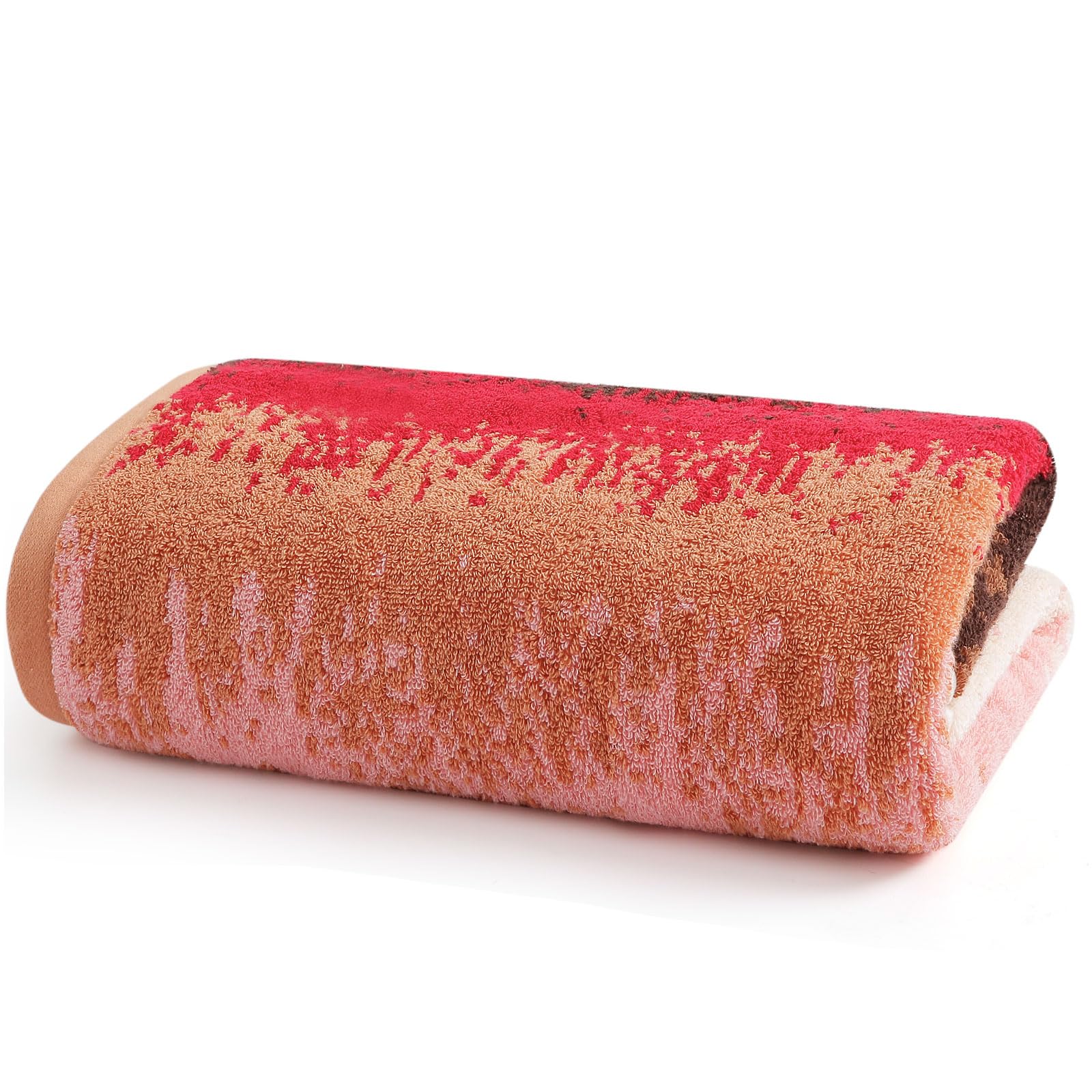 SEMAXE 100% Cotton Bath Towel, Luxurious Absorbent Towel and Super Soft Hotel Quality Towel for Bathroom (Brown/Pink Bath Towel)