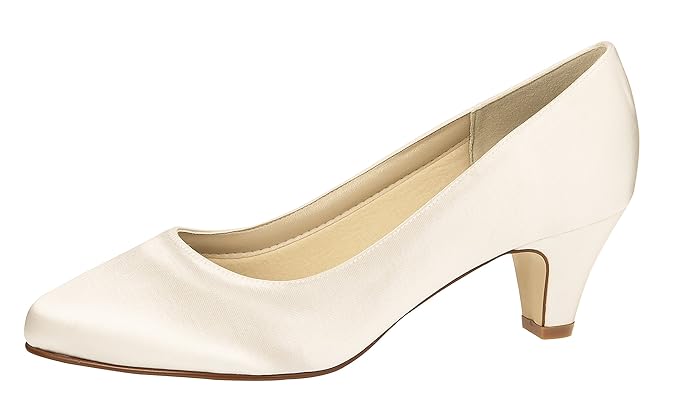 Rainbow Club Brautschuhe Megan - Damen Pumps gepolstert, Pure White, Satin