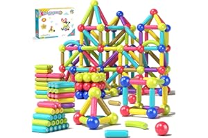 Asago Magnetic Building Toys for Kids, 88pcs Magnetic Tiles Toddler Toys, Magnet Blocks Sticks & Ball Creativity Game, STEM Brain Development Kit for Preschool Girls,Boys Ideal Gift Set