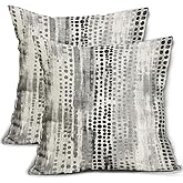 Boho Dot Pillow Covers 18x18 Set of 2 Black Grey Gray Pattern Print Decorative Neutral Throw Pillows Outdoor Modern Abstract Pillowcase Square Cushion Case for Home Sofa Couch Bed