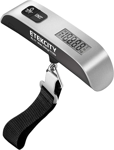 Etekcity Digital Hanging Luggage Scale, Portable Handheld, Suitcase Scale with Rubber Paint, Temperature Sensor, 110 Pounds