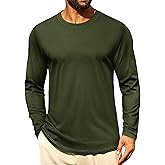Cotrasen Mens Long Sleeve Shirts Moisture Wicking Crew Neck T-Shirts Classic Basic Casual Plain Soft Tee Shirts