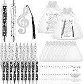 20 Sets Music Themed Gifts Including Ball-Point Pen, Thank You Card, Note Bookmark White Organza Bag Musical Theme Appreciate Gift Pack Music Gifts for Students Teachers Music Lovers