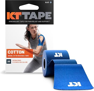 KT Tape Original Pre-cut 20 Strips Cotton Blue - Kinesiology Tape