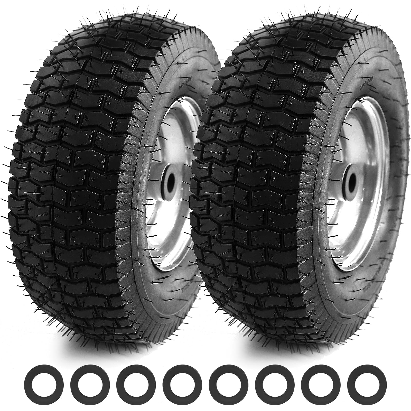 Photo 1 of 13x5.00-6 Tire and Wheel, Set of 2 Rubber Pneumatic Riding Lawn Mower Tires, Heavy Duty Lawn Mower Wheels with 3/4" Bushings and 6.6" Centered Hub, Tractor & Lawnmower Tires