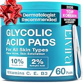 10% Glycolic Acid &amp; 2% Salicylic Acid Exfoliating Facial Pads - 60 Pads | With Vitamins C, E, B3 &amp; Niacinamide, Daily Peel Care for Acne-Prone Sensitive Skin