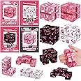 24 Packs Valentine's Day Infinity Cube with Valentines Day Cards and Bags Puzzle Flip Cubes Sensory Toys Stress Anxiety Relief Cube for Boys Girls Valentine Gift Exchange, School Classroom Prizes