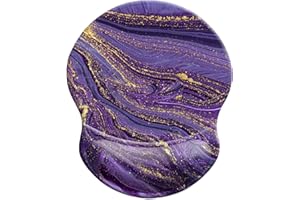 Knocent Ergonomic Design Mouse Pad with Wrist Rest Support, Non-Slip PU Base Cute Wrist Mouse Pad, Pain Relief Mousepad for Gaming & Working (Wrist Marble Purple-B)