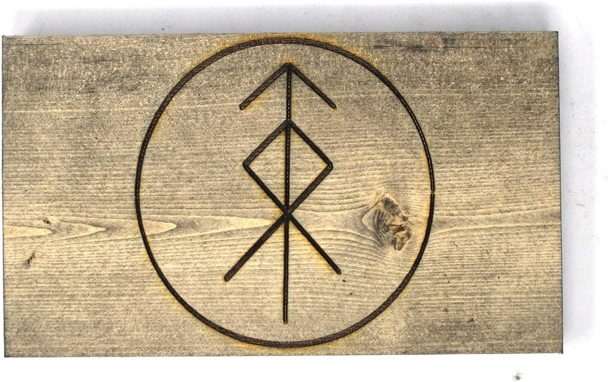 Home Protection Bindrune Hanger by Oreamnos Oddities - Handmade Pagan Heathen Wiccan Viking Witchcraft Talisman Wooden Home Wall Decor - 6" x 3.5"