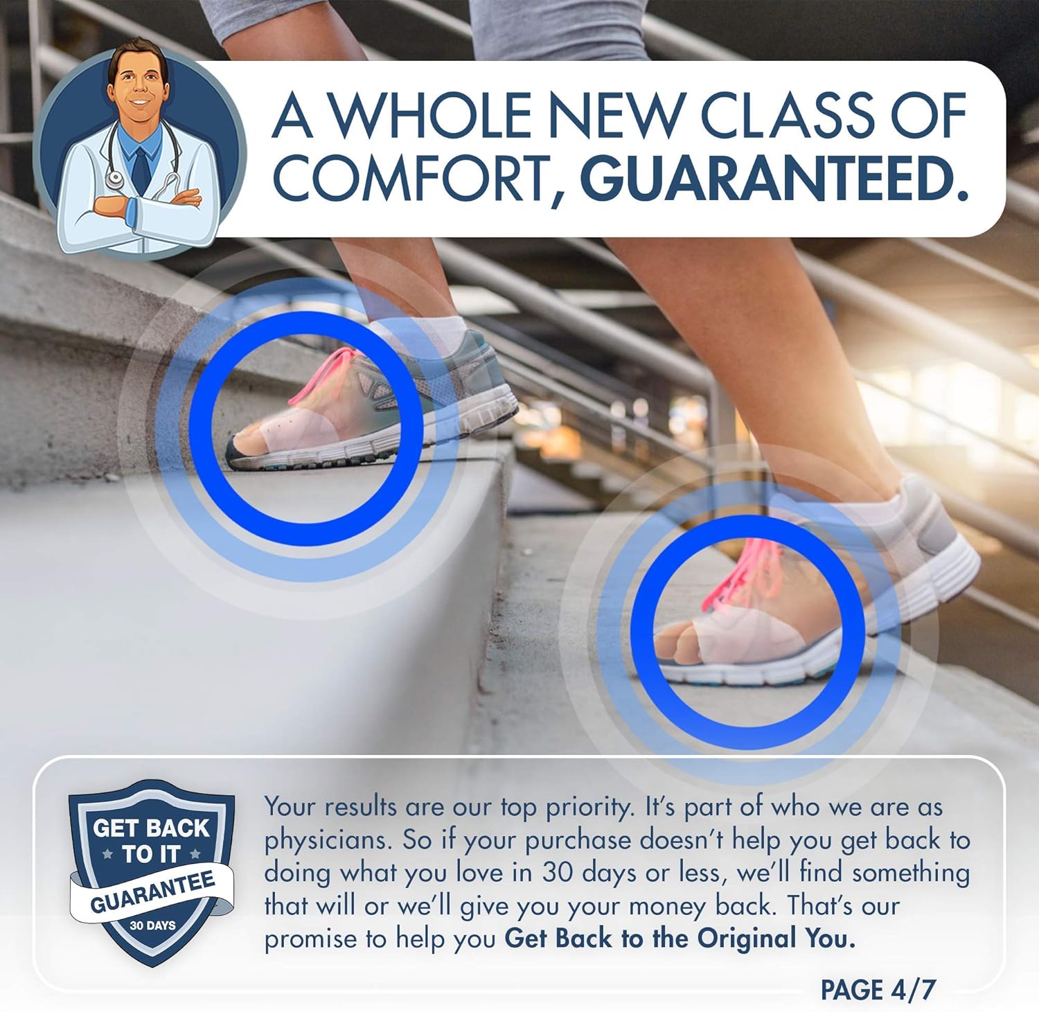 Dr. Frederick's Original Metatarsal Sleeves Plus - 4 Pieces - 50% More Cushioning - Fit Guarantee - Metatarsal Pads for Women & Men: Health & Personal Care