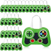 Silkfly 24 Pcs Video Game Party Favor Bags Non Woven Reusable Gaming Goodie Treat Gift Bags with Handles Gaming Party Supplies (Green,24 Pcs)