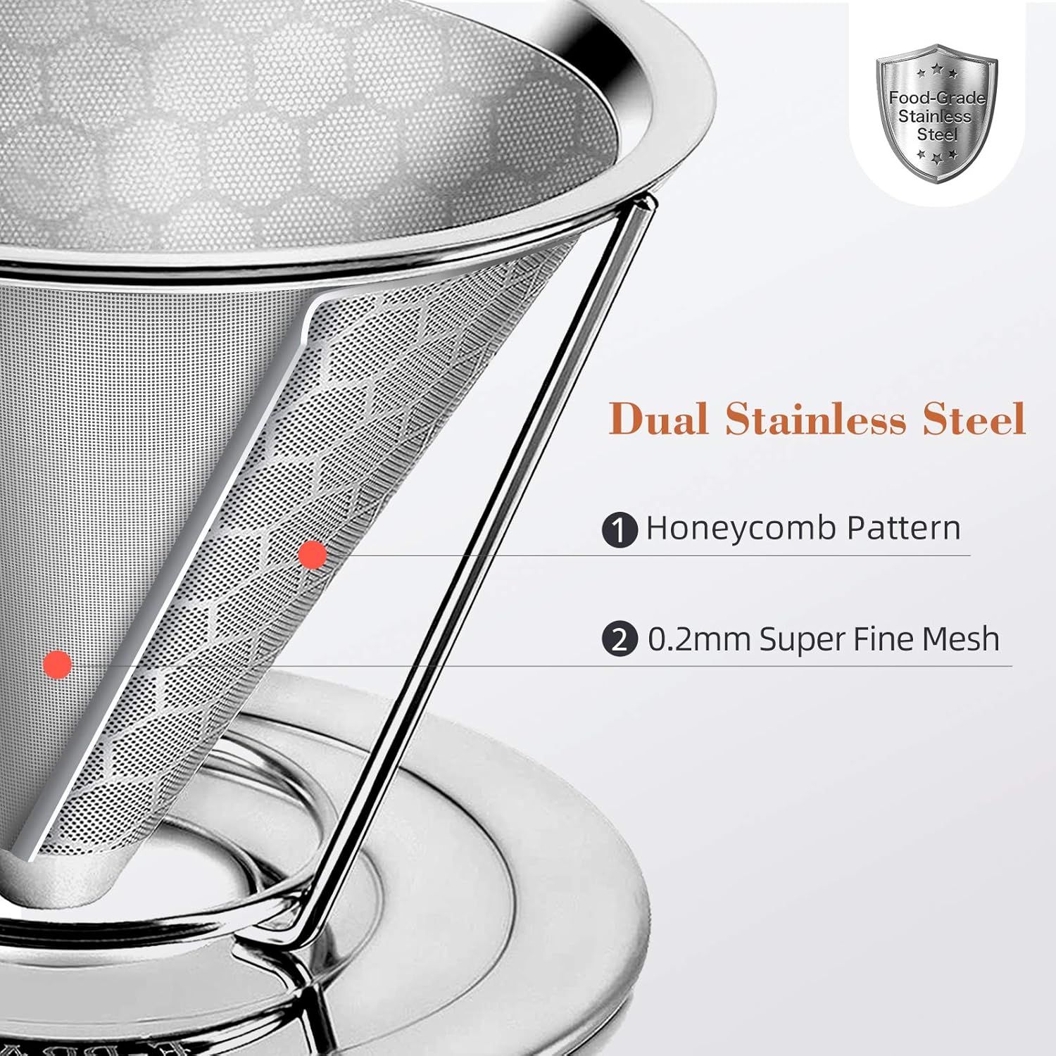 E Prance Permanent Coffee Filter Kf2 Reusable Coffee Filter Stainless Steel With Removable Stand For 4 Cups Updated Version Amazon Co Uk Kitchen Home