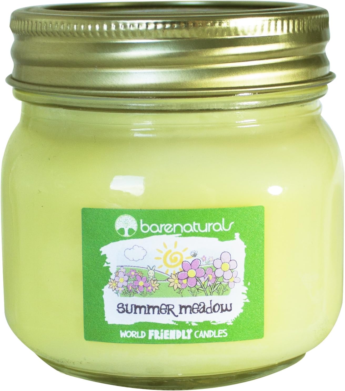 Barenaturals Scented Candle | Handmade Summer Meadow Scented Jar Candle for Chirstmas, Home Decor | Small, 40-60 Hours Burn Time