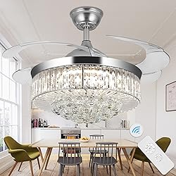 WWahuayuan 36" Chandelier Ceiling Fan Light, Modern