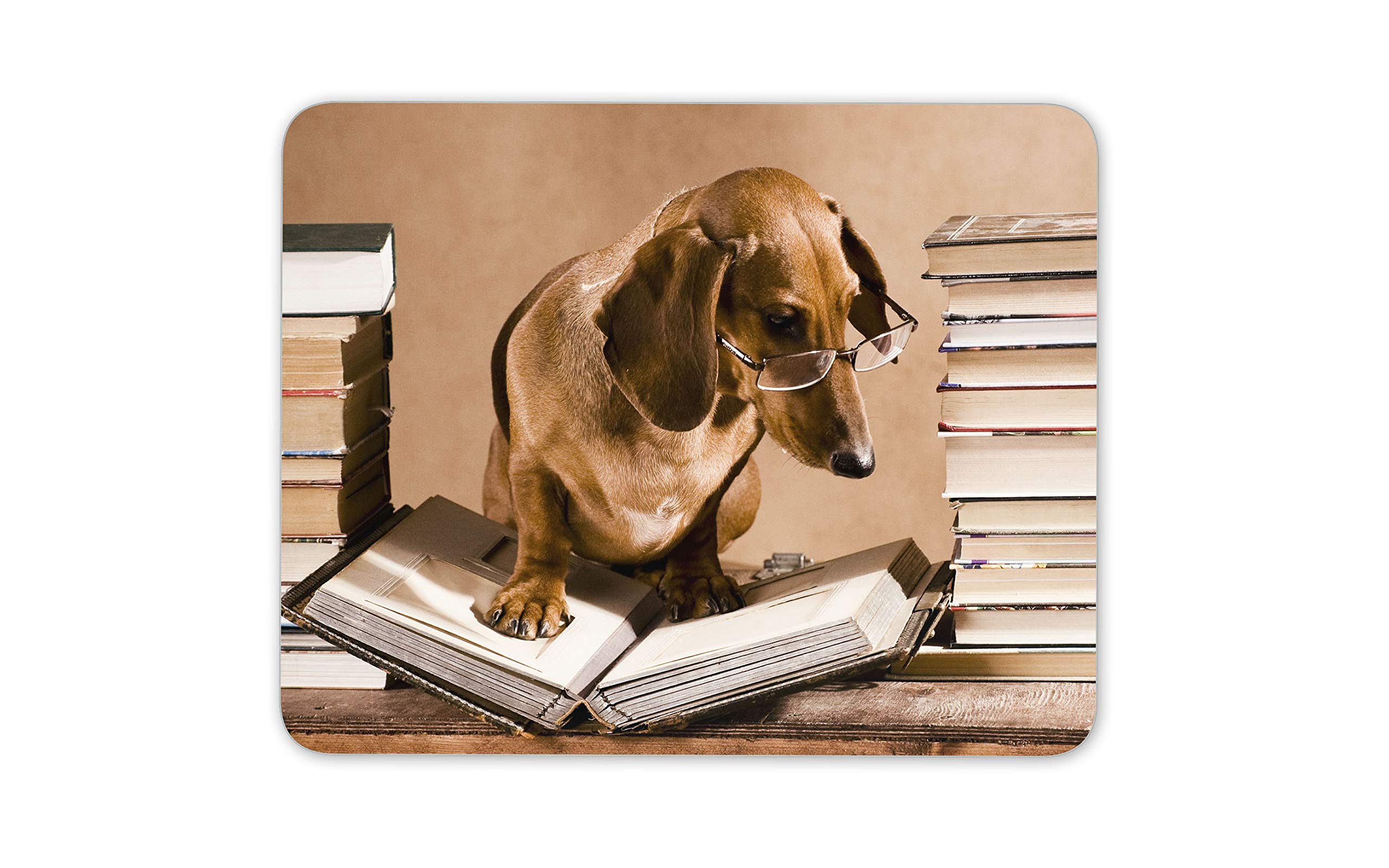 Destination Vinyl Ltd Dachshund Book Worm Mouse Mat Pad - Sausage Dog Puppy Funny Computer #15224