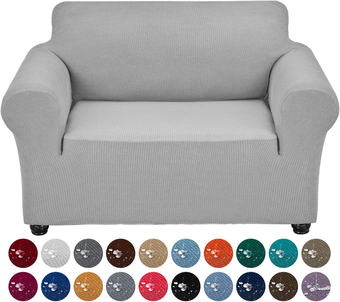 Slipcovers - Joccun Stretch Chair Couch Cover,1-Piece Water Repellent Sofa Slipcover Spandex Jacquard Fabric Sofa Covers with Elastic Bottom,Washable Furniture Protector for Dogs,Cats,Kids(Armchair,Silver)