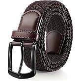 SUOSDEY Men Stretch Braided Belt, Elastic Belt for Jeans Pants Casual Golf Belt 1 3/8"