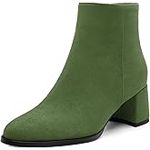 DEMOSHINE Ankle Boots for Women Low Heel Suede Wide Width Chunky Short Booties Comfortable Fashion Work Winter Boots 2 Inch