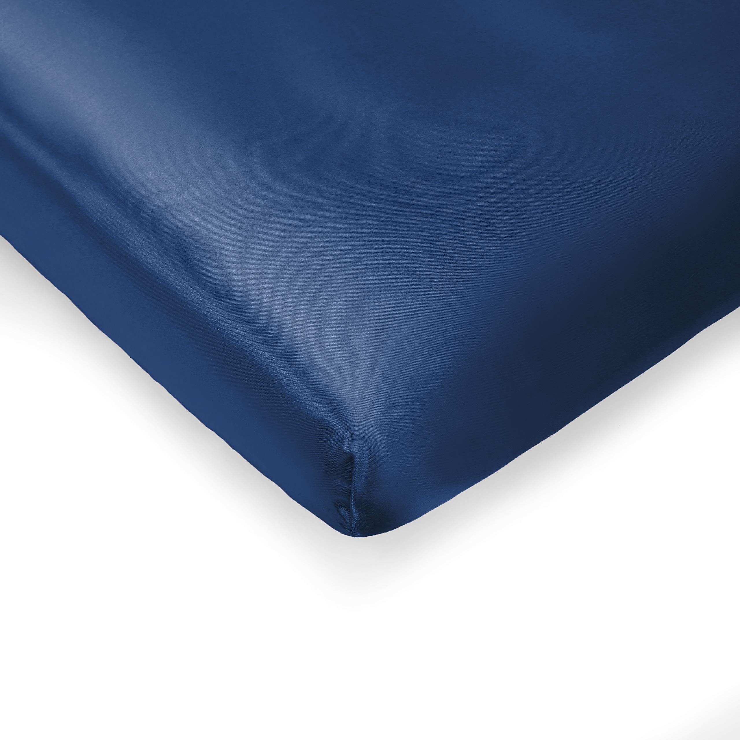 Photo 1 of Pro Goleem Satin Pack n Play Playard Sheet Great for Baby Hair Soft Silk Feeling 27x39 Inch Fitted Portable Mini Crib Sheet Playard Mattress Cover for Girls Navy Blue