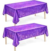 Purple Birthday Decorations - 2 Pack Laser Purple Tablecloth for K‑Style Demon Music Theme Birthday Decorations - Pink Party Decor for Korean Pop,Iridescent Party Decorations for Bridal Halloween