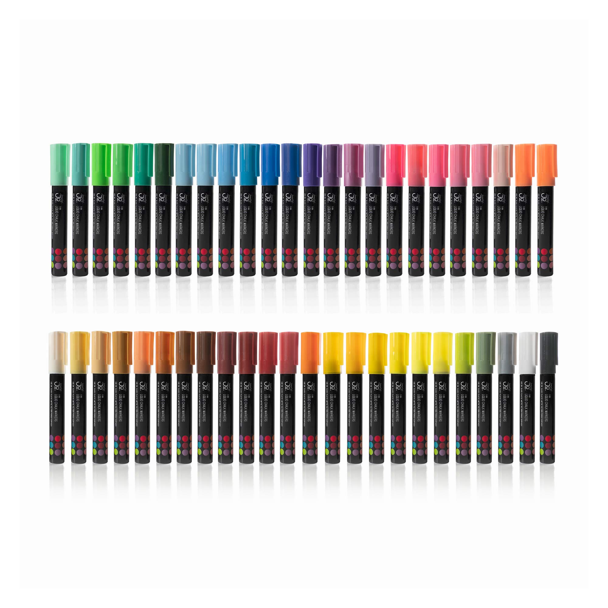 JumpOff Jo – Liquid Chalk Markers – Reversible Chisel and Round Tip – Multi Color (48)