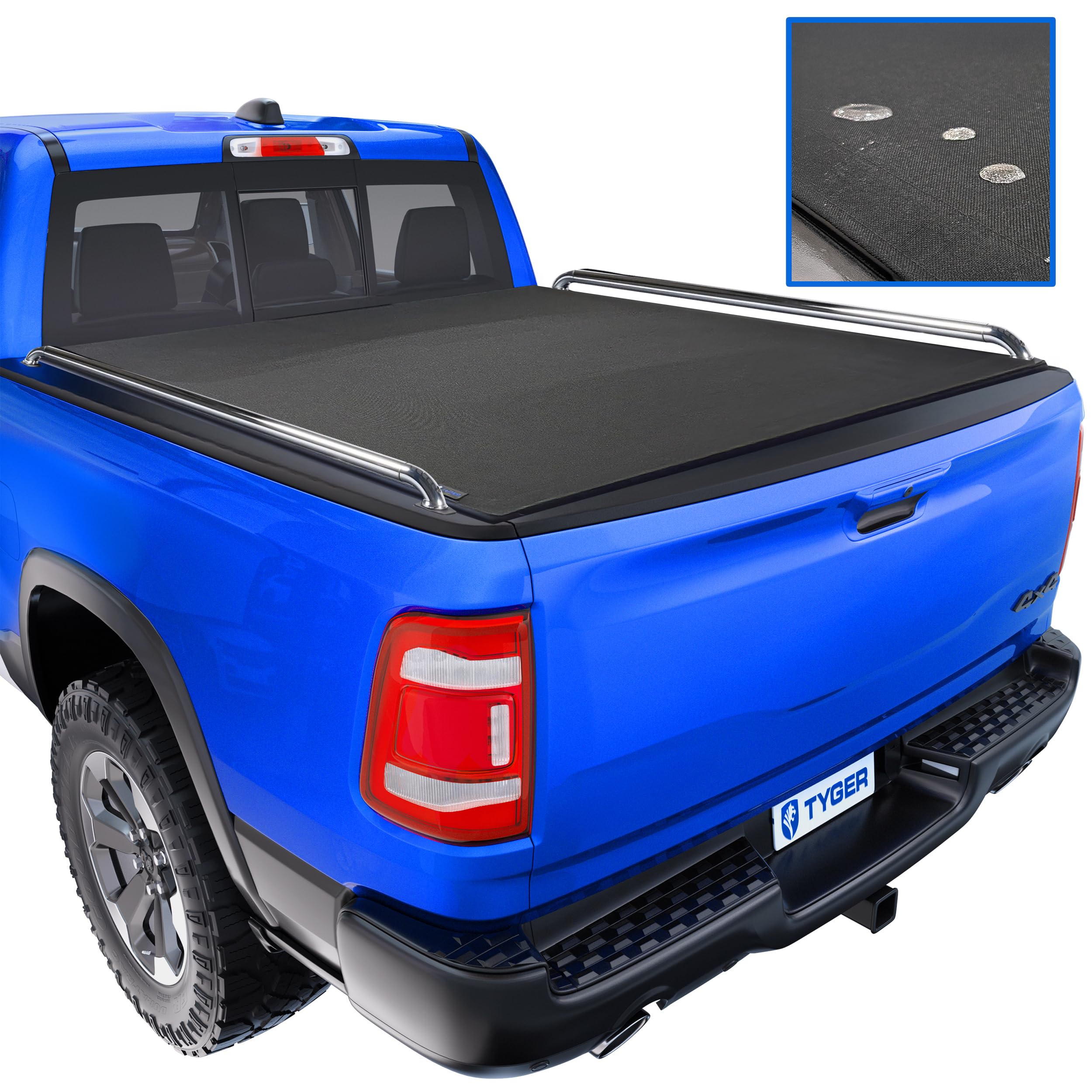 Tyger Auto T2X Low Profile Soft Roll-up in Fabric Truck Bed Tonneau Cover Compatible with 2009-2018 Dodge Ram 1500; 2019-2024 Classic | 5'7" (67") Bed | TG-BCXD3981 Image