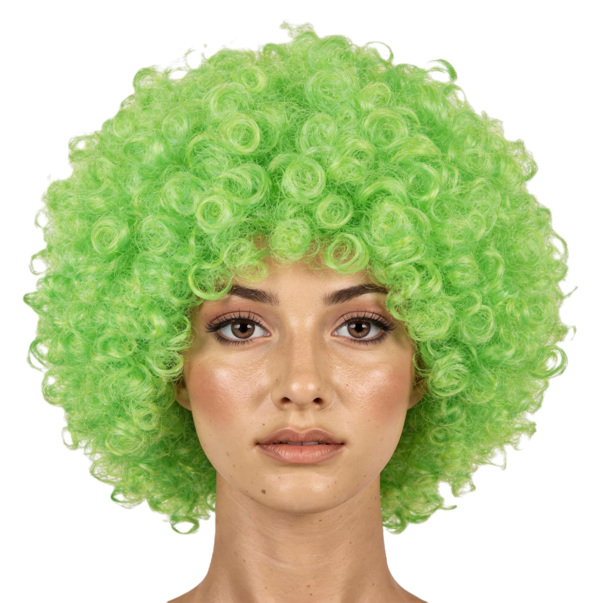 Afro Wigs Curly Bouncy Hair For Fancy Dress Party Costume Disco Accessory Unisex 60s 70S 80s Theme,Green