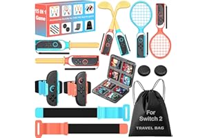 NINABXY For 2025 Nintendo Switch 2 Sports Accessories 15 in 1 Bundle, Designed for Switch Sports Games, Mario Golf Super Rush, Mario Tennis Ace, Just Dance, Ring Fit Adventure - Family Party Game Kit, Kids Gift Idea, Joy-Con 2 Compatible
