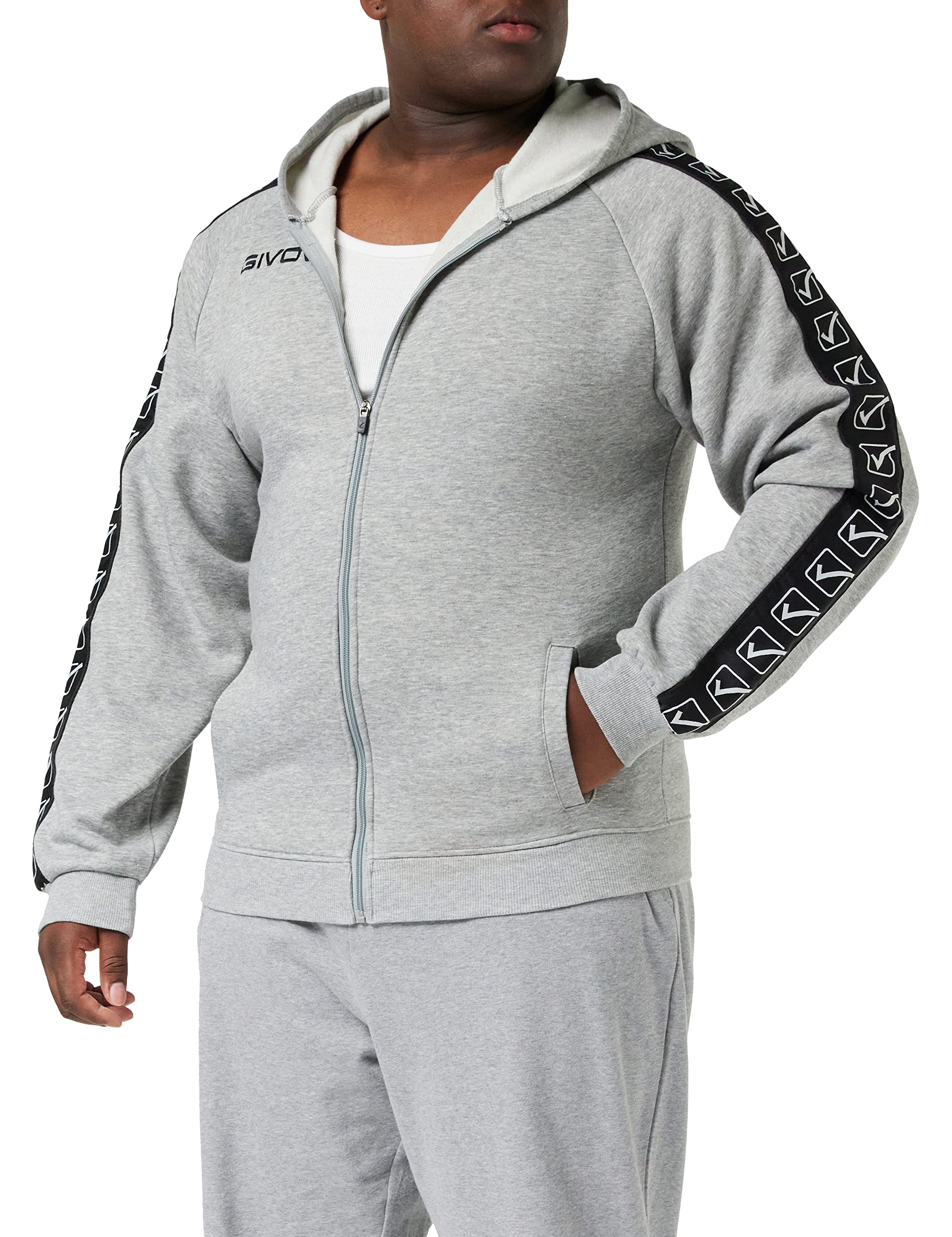 Givova Unisex Sweatshirt Full Zip Band, Military Green, 2XL, Mottled light grey, XXL