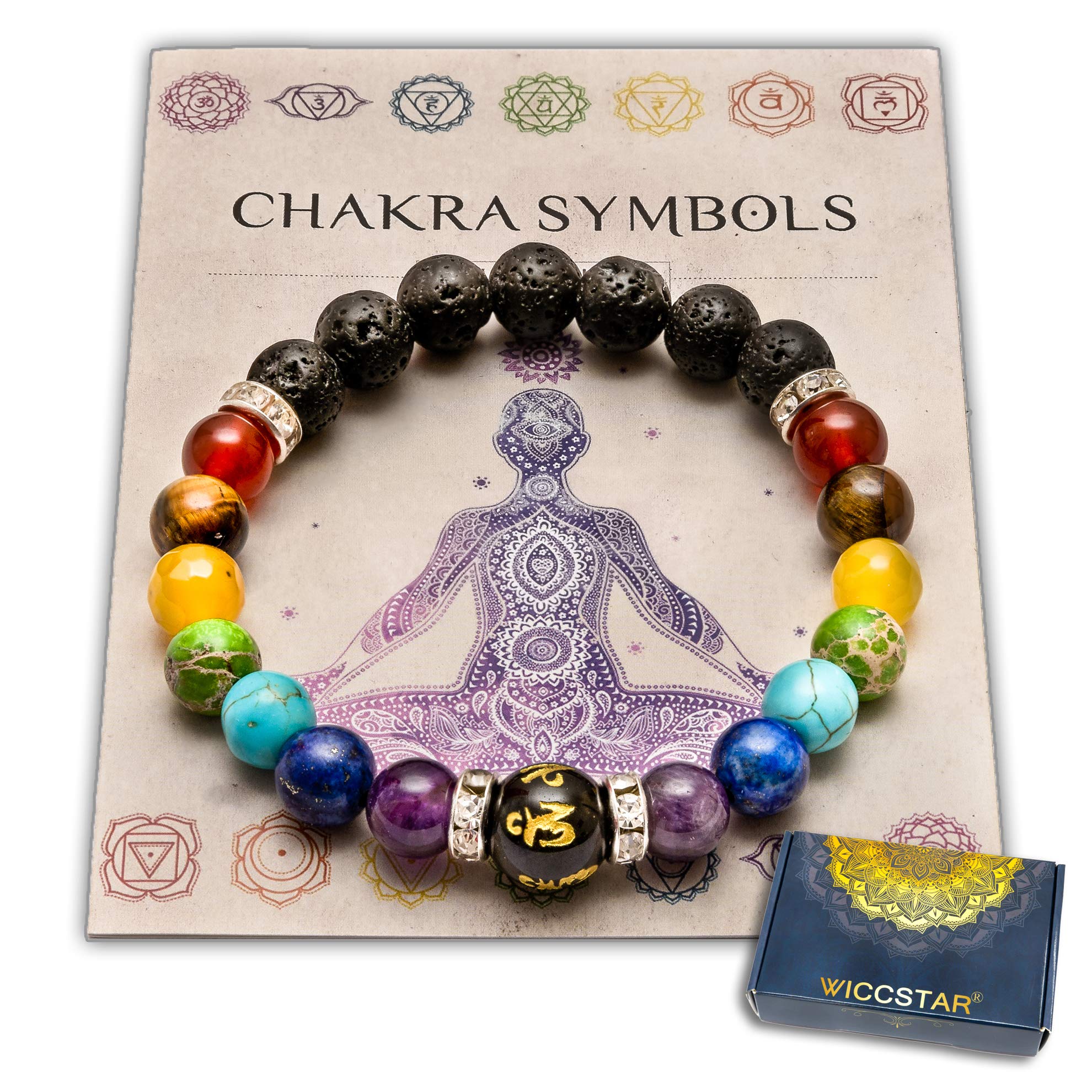 WICCSTAR Chakra Bracelet Spiritual Crystal Healing for Anxiety Relief