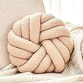 Uvvyui Knot Pillows, 14 Inch Decorative Throw Pillows Round Pillows Cushion, Soft Handmade Knotted Ball Pillow Plush Cushion Home Decor for Bed Couch Living Room (Beige, 14 Inch)