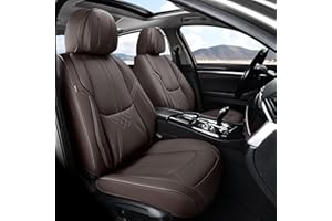 BWTJF Brown Car Seat Covers, Universal Seat Covers for Cars, Waterproof Leatherette Auto Seat Protectors Car Interior Accessories, Car Seat Cushions Fit for Most Sedans SUV Pick-up Truck, Front Pair