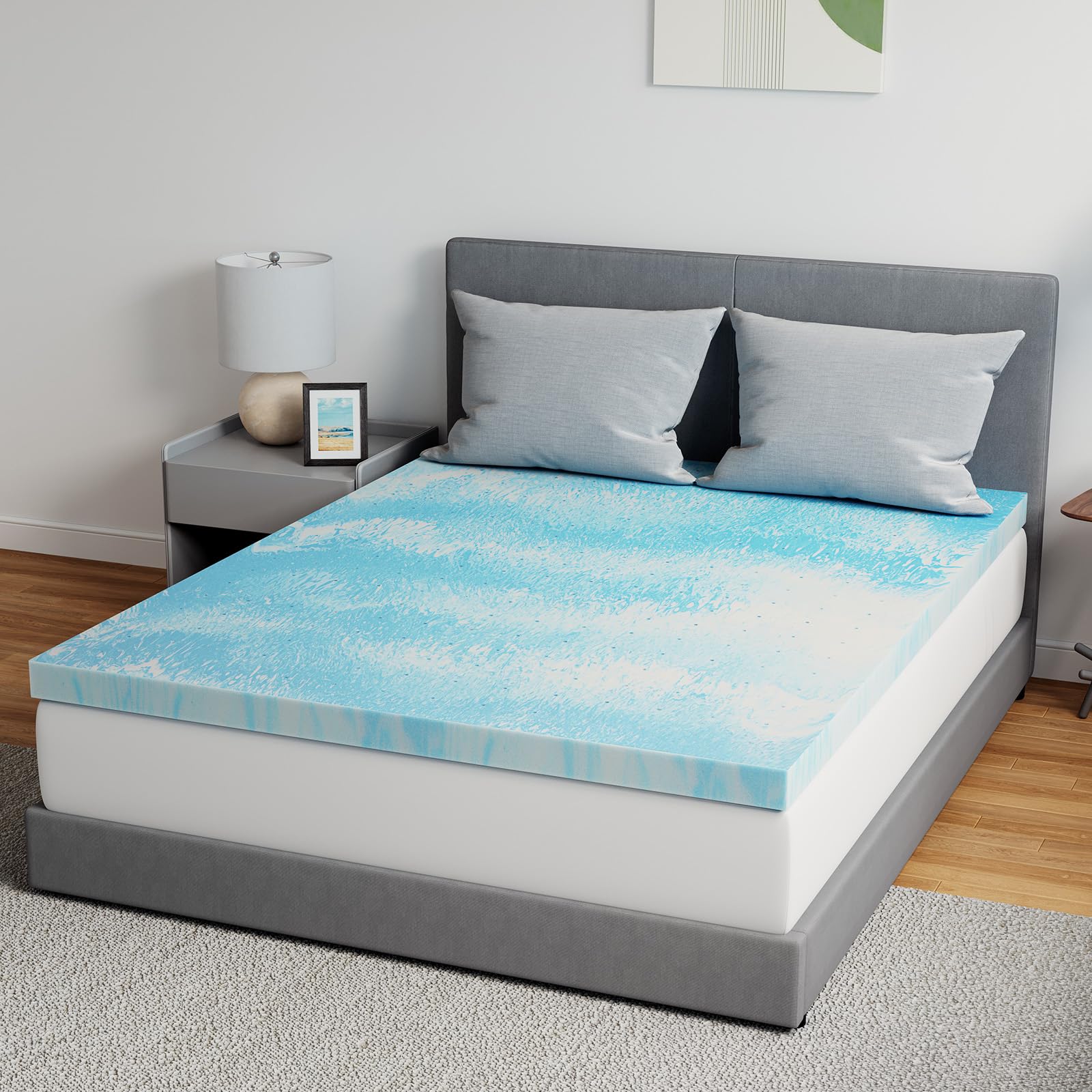 Photo 1 of ***reference***Novilla Memory Foam Mattress Topper Queen - 2 Inch Cooling Gel Infused Memory Foam | Slow-Rebound Pressure Relief | CertiPUR Certified | Comfort for Sleeper Sofa, RV, Camper, Dorm Room