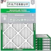 Filterbuy 19.5x22.5x1 Air Filter MERV 8 Dust &amp; Allergy Defense (6-Pack) | Electrostatic Pleated HVAC AC Furnace Filters Replacement, Made in USA (Actual Size: 19.50 x 22.50 x 0.75)