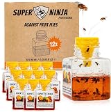 Super Ninja Fruit Fly Trap 12 Pack Natural Attractant Safe for Kitchen