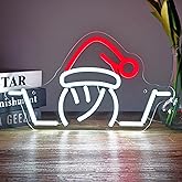 Santa Neon Sign Shrugging Santa Hat Character LED Neon Light for Bedroom Wall Decor Humorous Wall Hanging Xmas Lights for Home Bar Pub Man Cave Business Christmas Gift