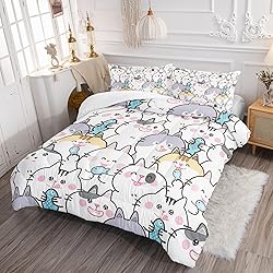 CVHOUSE Kawaii Cat Bedding Queen Size,Kawaii Cat