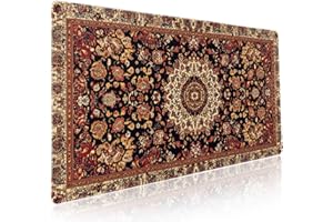 Vintage Rug Gaming Mouse Pad XXL Dark Brown Retro Carpet Aesthetic Extended Large Mat Mousepad Desk Pad Non-Slip Rubber Base 