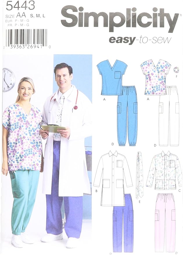 Simplicity Sewing Pattern 5443 Plus Size Scrubs, AA (Small Medium