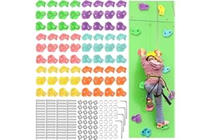 Meooeck 72 Pcs Kids Rock Wall Climbing Holds Set Colorful Grips with Mounting Screws and Hardware for DIY Indoor Outdoor Backyard Playground Play Set Christmas Birthday Gift(Pastel Color)