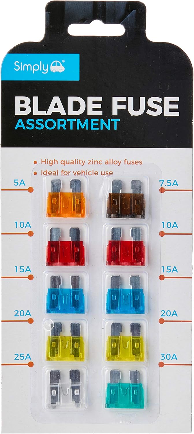 Amazon Com Simply Bf819 Alloy Blade Fuse Assortment Alloy Blade Fuse Ideal For Vehicle Use 10 Pieces And 7 Types 5a 7 5a 10a 15a 20a 25a 30a Multi Function Car Fuse Set Of 10