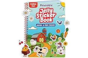 CREATIVE KIDDOS Reusable Jelly Sticker Book - Farm, 7 Scenes - 50 Thick Washable Stickers for Toddlers & Kids: Stocking Stuffers & Gift Ideas for Ages 3-5 Years Old - Fun Toddler Stickers Travel Activity Toy 2-4 1-3