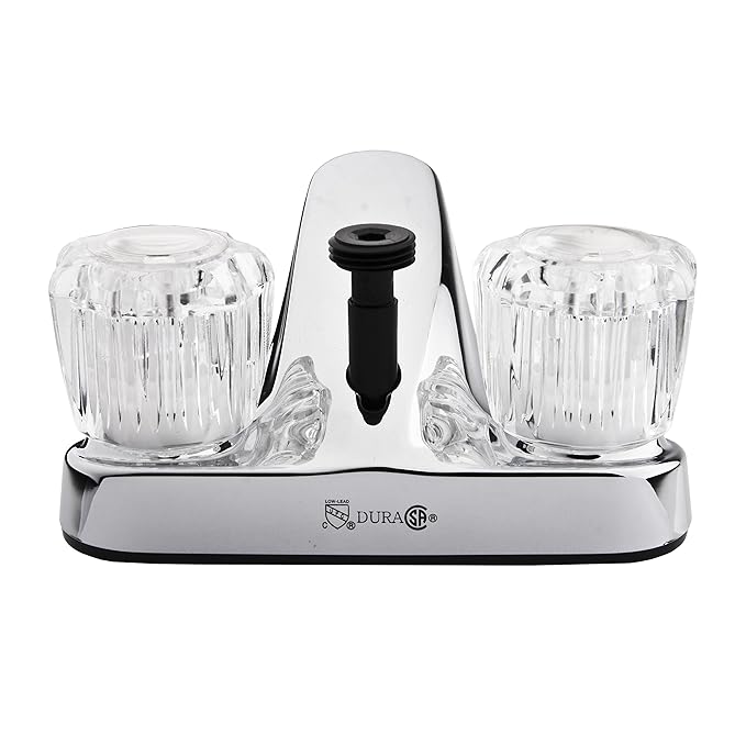 Chrome Finish Dura Faucet Clear Crystal Acrylic Knobs Rv Lavatory