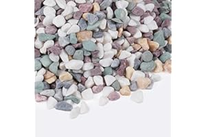 Rahato 5 lbs Natural Pea Gravel Pebbles for Aquarium, Fish Tank, 3/8 inch Decorative Pebbles for Indoor Plants, Succulent, Bamboo, Vase, Drainage Rocks for Potted Plants, Top Dressing, Mixed Color