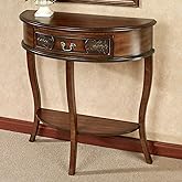 Touch of Class Pennington Console Table Natural Cherry - Handcrafted Wood - Half Circle Moon - Victorian Style - Elegant Rega